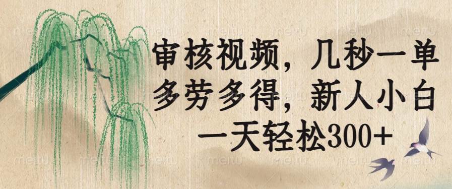 (14202期)审核视频,几秒一单,多劳多得,新人小白一天轻松300+-网赚副业网