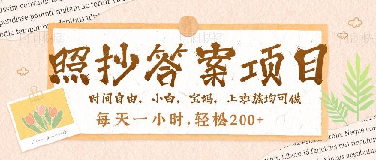 (14219期)照抄答案,一个问题薅多遍,就有收益,每天一小时,轻松200+-网赚副业网