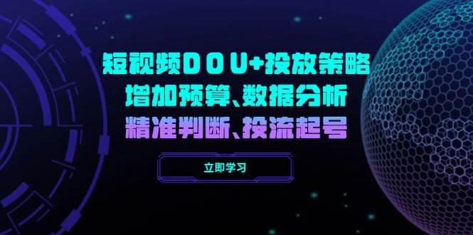 (14288期)短视频DOU+投放策略,增加预算、数据分析、精准判断,投流起号-网赚副业网