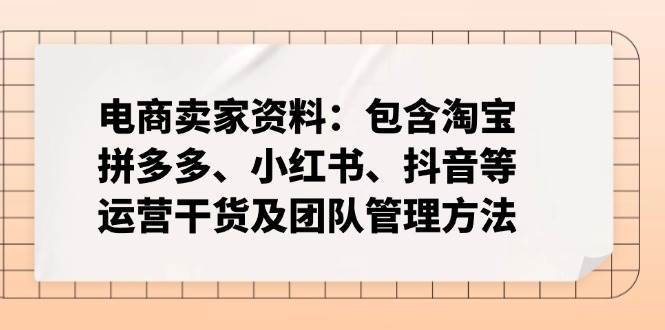 (14354期)电商卖家资料:包含淘宝、拼多多、小红书、抖音等运营干货及团队管理方法-网赚副业网
