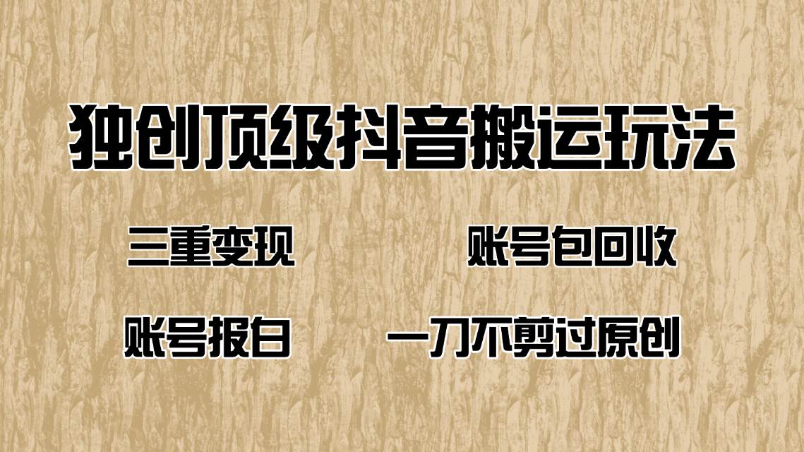 (14187期)抖音短剧纯搬运玩法,三重变现,账号包回收,账号报白一刀不剪过原创-网赚副业网