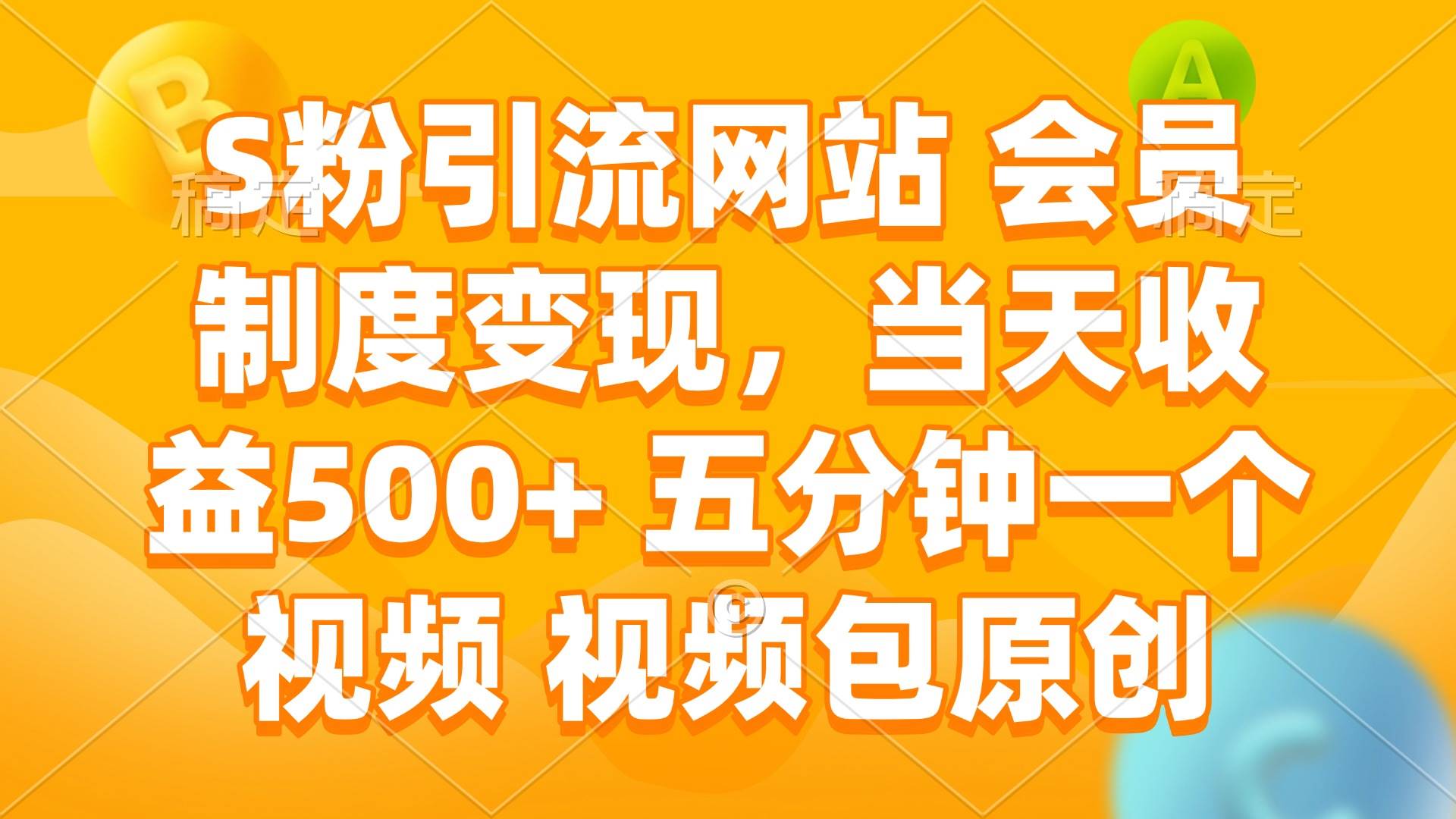 (14129期)S粉引流网站 会员制度变现,当天收益500+ 五分钟一个视频 视频包原创-网赚副业网