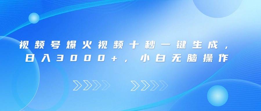 (14181期)视频号爆火视频十秒一键生成,日入3000+,小白无脑操作-网赚副业网