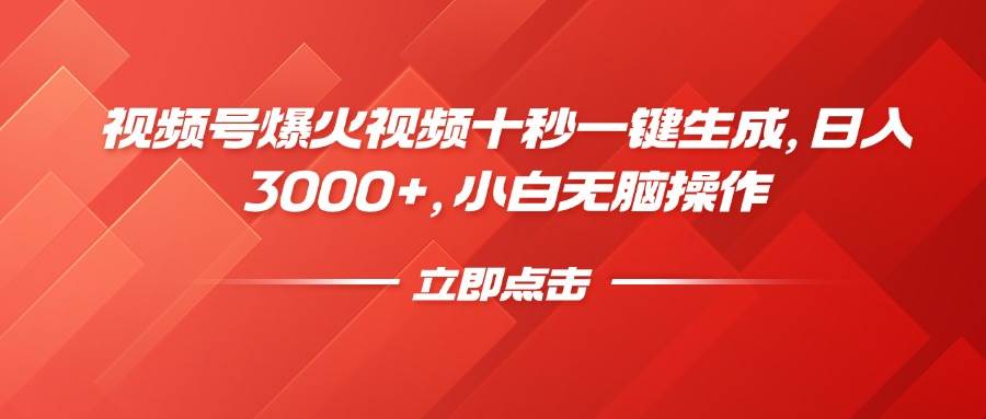 (14415期)视频号爆火视频十秒一键生成,日入3000+,小白无脑操作-网赚副业网