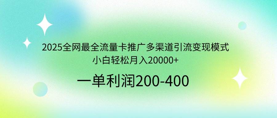 (14126期)2025全网最全流量卡推广多渠道引流变现模式,小白轻松月入20000+-网赚副业网