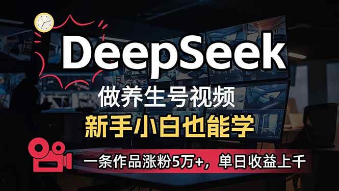 (14199期)小白用DeepSeek做养生号,一条作品涨粉5万+,单日收益上千-网赚副业网