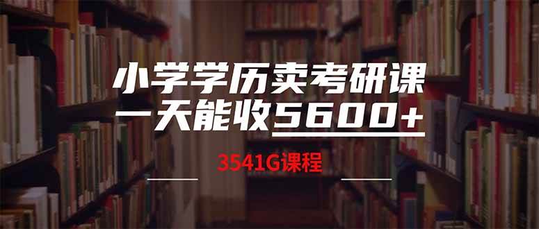 (14561期)小学学历卖考研课程,一天收5600(附3580G考研合集)-网赚副业网
