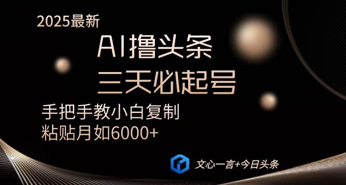 (14102期)AI撸头条三天必起号手把手教小白复制粘贴月入6000+教程-网赚副业网