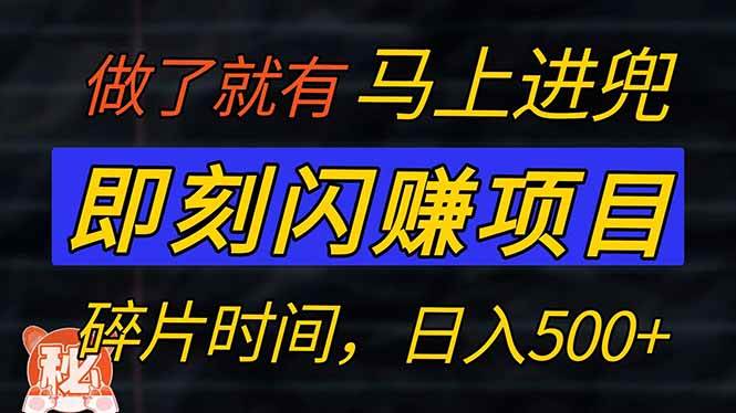 (14384期)零门槛 即刻闪赚项目!!!仅手机操作,利用碎片时间,轻松日赚500+-网赚副业网