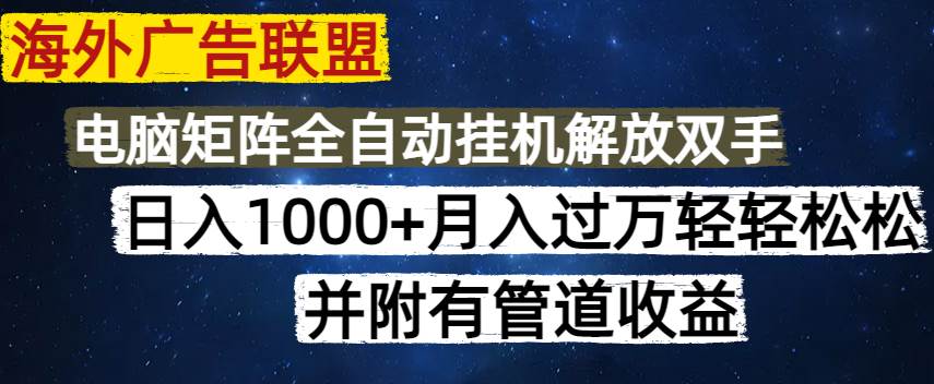 (14540期)海外广告联盟每天几分钟日入1000+无脑操作,可矩阵并附有管道收益-网赚副业网