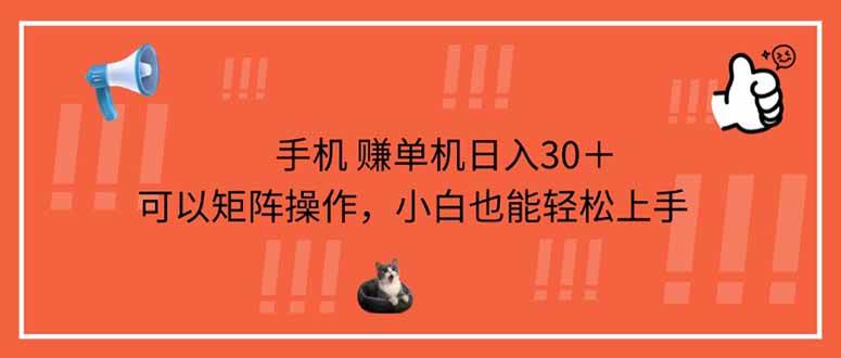 (14189期)手机赚单机日入30+,可以矩阵操作,小白也能轻松上手-网赚副业网