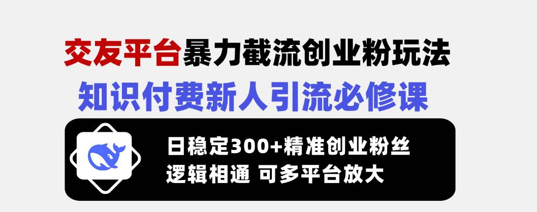 (14432期)交友平台暴力截流创业粉玩法,知识付费新人引流必修课,日稳定300+精准...-网赚副业网
