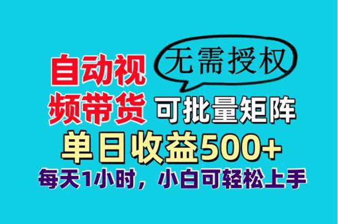 (14229期)自动视频带货,可批量矩阵,单日收益500+、轻松实现睡后收益,小白可...-网赚副业网