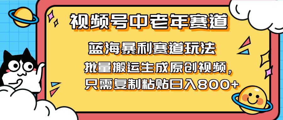 (14314期)2025视频号中老年短视频蓝海暴利风口!复制粘贴搬运视频单日赚800+,无...-网赚副业网