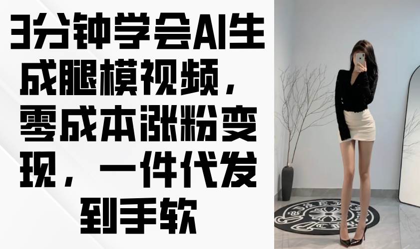 (14537期)3分钟学会AI生成腿模视频,零成本涨粉变现,一件代发到手软-网赚副业网