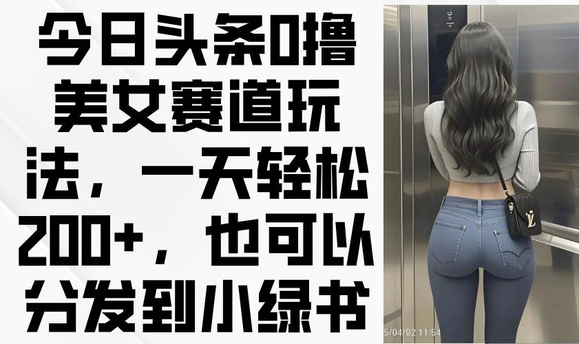 (14393期)今日头条0撸美女赛道玩法,一天轻松200+,也可以分发到小绿书-网赚副业网