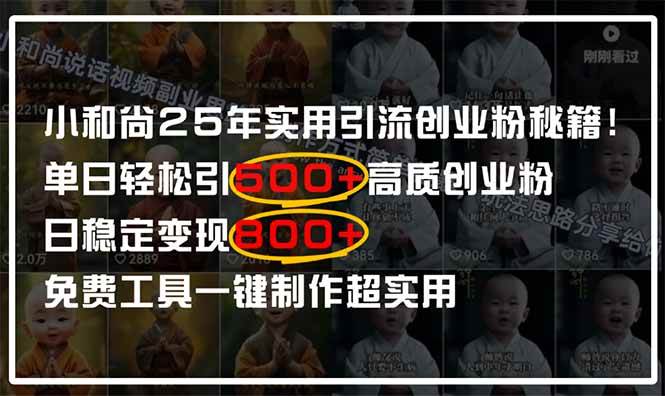 (14436期)小和尚2025年实用引流秘籍!单日轻松引500+高质量创业粉,日变现800+,...-网赚副业网