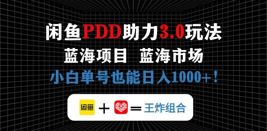 (14516期)闲鱼卖拼多多助力项目,蓝海市场新手也能单号日入1000+-网赚副业网