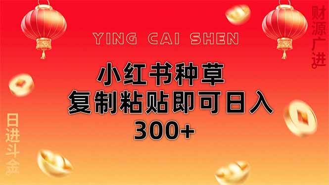 (14350期)小红书种草无脑操作复制粘贴即可日入300+-网赚副业网