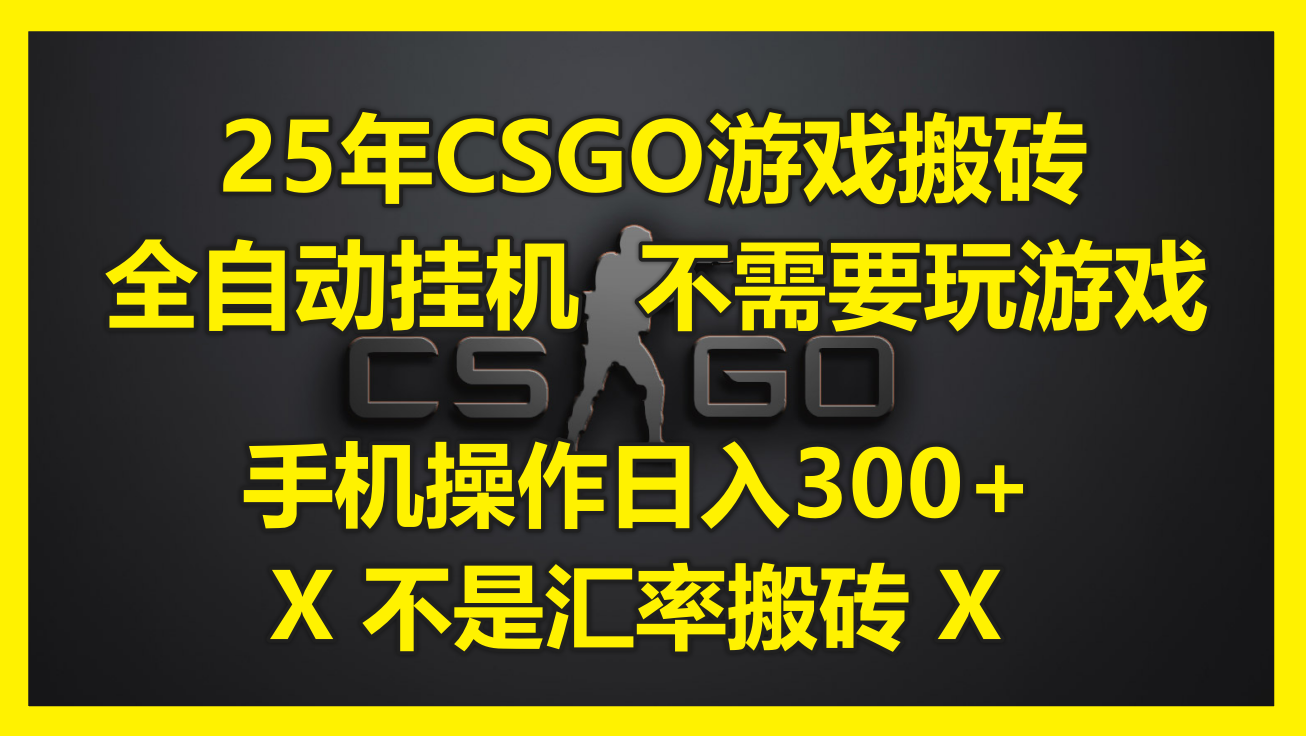 (14902期)25年CSGO游戏搬砖,全自动挂机,不需要玩游戏,手机操作日入300+。(不...-网赚副业网