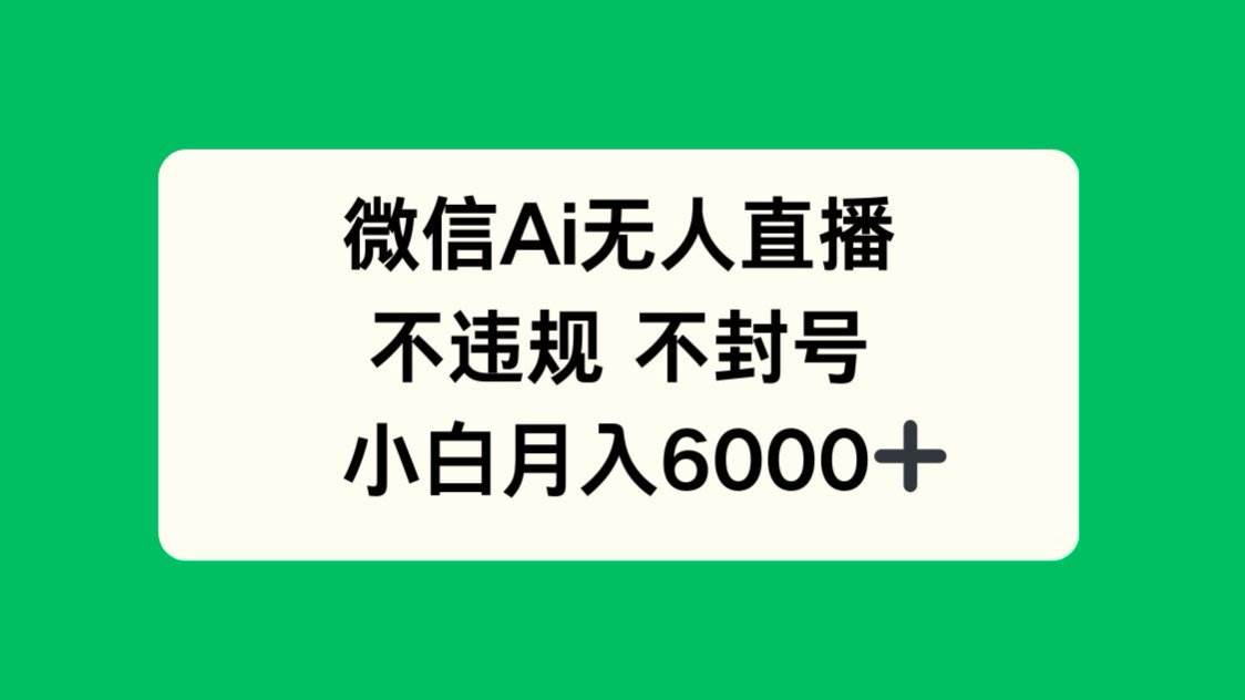 (14733期)微信AI无人直播,不违规 不封号 ,小白月入6000+-网赚副业网
