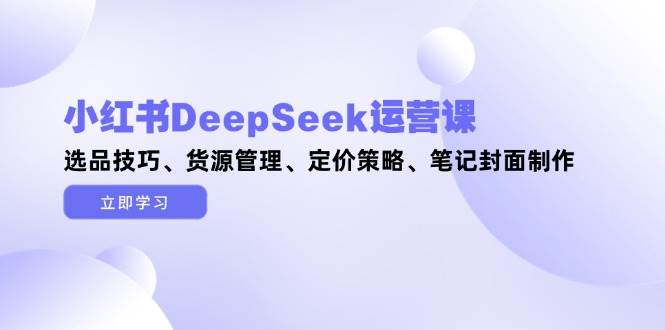 (14748期)小红书DeepSeek运营课,选品技巧、货源管理、定价策略、笔记封面制作-网赚副业网