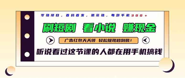 (14735期)最新短剧平台,刷短剧,看小说,赚现金,一部手机日入300+-网赚副业网