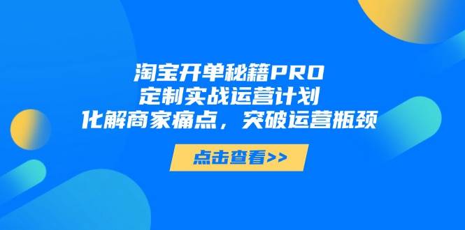 （14642期）淘宝开单秘籍PRO，定制实战运营计划，化解商家痛点，突破运营瓶颈-网赚副业网