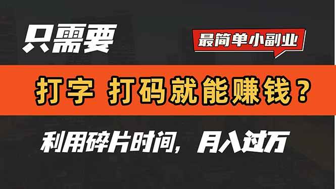 (14673期)只需要打字,打码,就能赚钱?简单的赚钱小副业,利用碎片时间,月入过万-网赚副业网