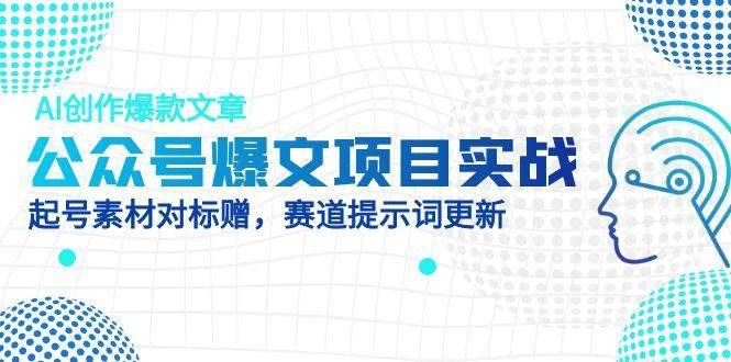 (14709期)公众号爆文项目实战,AI创作爆款文章,起号素材对标赠(附赛道AI提示词)-网赚副业网