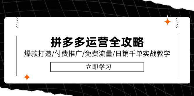 （15085期）拼多多运营全攻略，爆款打造/付费推广/免费流量/日销千单实战教学/6月更新-网赚副业网