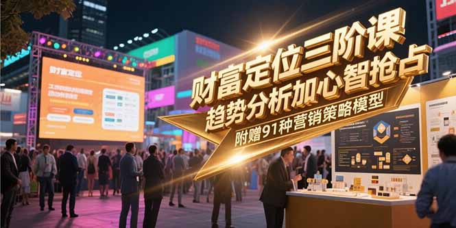 (15219期)财富定位三阶课,趋势分析加心智抢占,附赠91种营销策略模型-网赚副业网