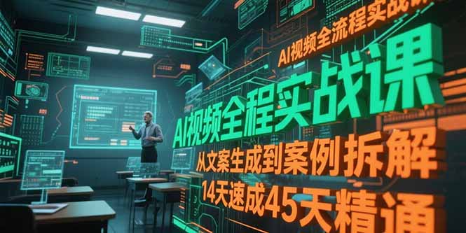 (15172期)AI视频全流程实战课,从文案生成到案例拆解,14天速成45天精通-网赚副业网