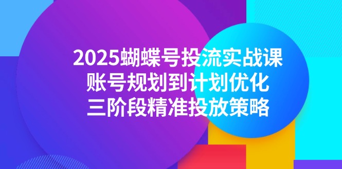 (14987期)2025蝴蝶号投流实战课,账号规划到计划优化,三阶段精准投放策略-网赚副业网