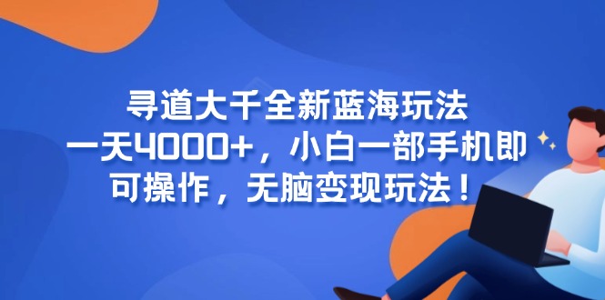 （15050期）寻道大千全新蓝海玩法，一天4000+，小白一部手机即可操作，无脑变现玩法！-网赚副业网