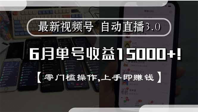 (15227期)最新视频号直播3.0, 6月单号收益15000+, 零门槛操作,上手即赚钱-网赚副业网