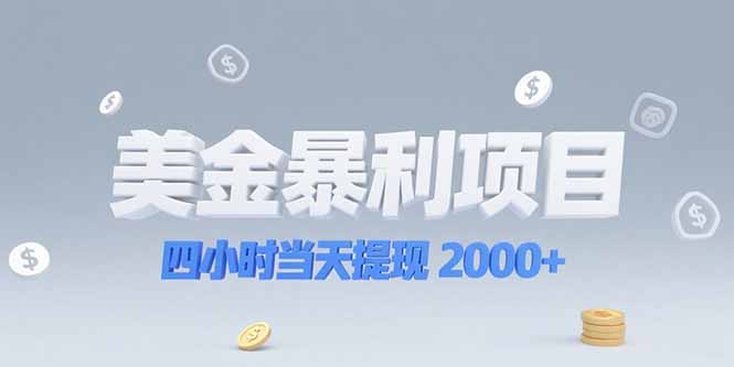 (15251期)美金暴利项目,四小时当天提现 2000+机会留给会选赛道的人-网赚副业网