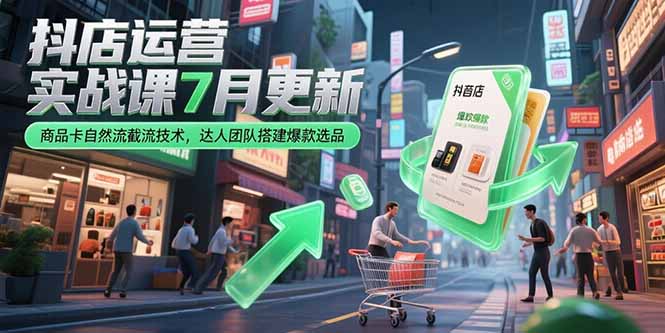 (15329期)抖店运营实战课7月更新,商品卡自然流截流技术,达人团队搭建爆款选品-网赚副业网