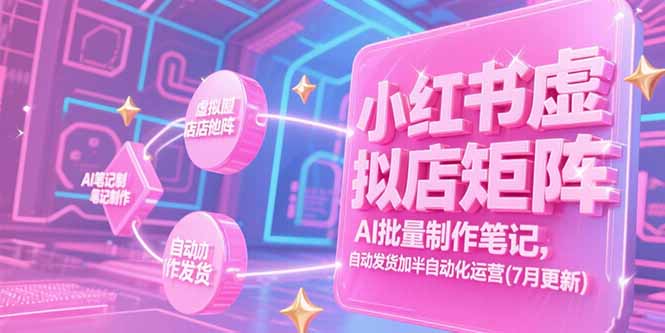 (15302期)小红书虚拟店矩阵,AI批量制作笔记,自动发货加半自动化运营(7月更新)-网赚副业网