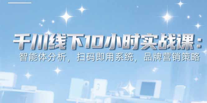 （15450期）6月千川线下10小时实战课：智能体分析，扫码即用系统，品牌营销策略-网赚副业网