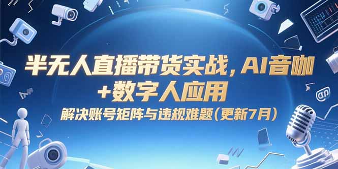 (15280期)半无人直播带货实战,AI音咖+数字人应用 解决账号矩阵与违规难题(更新7月)-网赚副业网