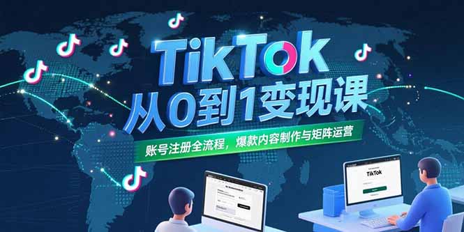 (15346期)TikTok从0到1变现课,账号注册全流程,爆款内容制作与矩阵运营-网赚副业网