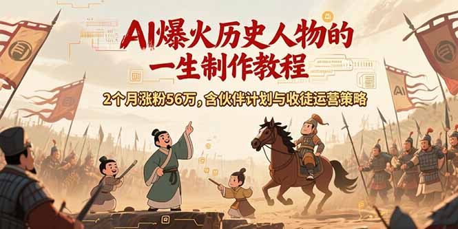 (15336期)AI历史人物赛道课程,2个月涨粉56万,含伙伴计划与收徒运营策略-网赚副业网