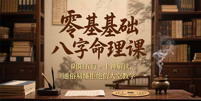 (15283期)零基础八字命理课,阴阳五行+十神解读,通俗易懂拒绝假大空教学-网赚副业网