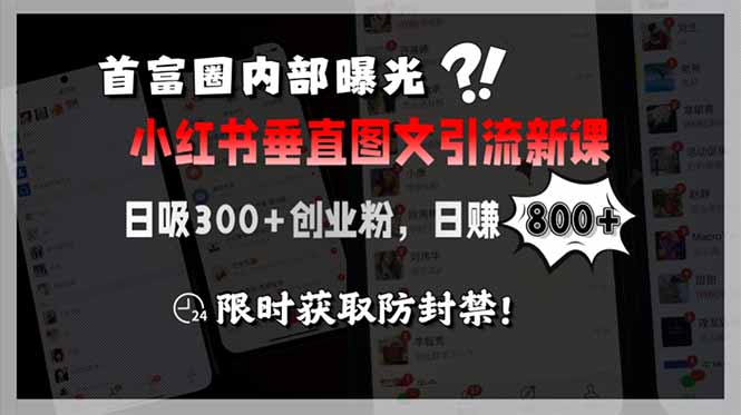 (15313期)首富圈内部曝光小红书垂直图文引流新课,日吸300+创业粉,日赚800+,限...-网赚副业网