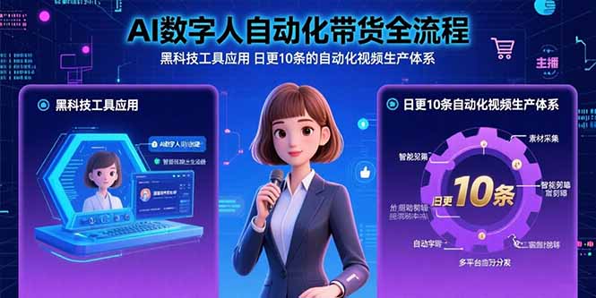 (15699期)AI数字人自动化带货全流程:黑科技工具应用 日更10条的自动化视频生产体系-网赚副业网