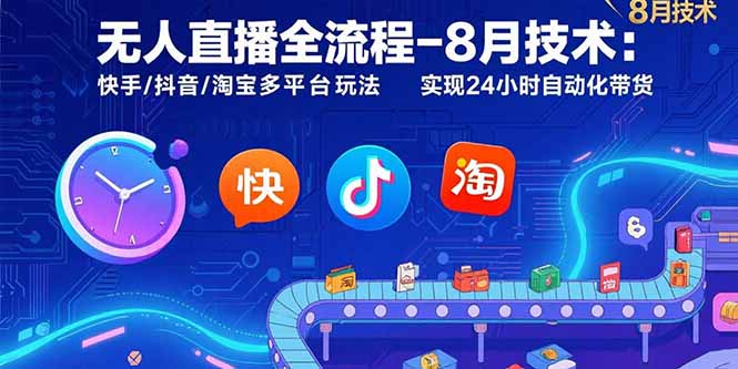 (15635期)无人直播全流程-8月技术:快手/抖音/淘宝多平台玩法 实现24小时自动化带货-网赚副业网