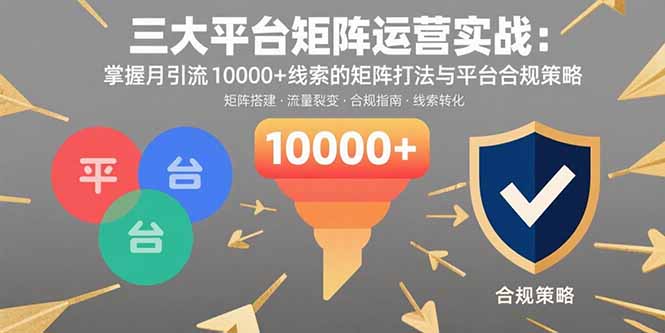 (15841期)三大平台矩阵运营实战:掌握月引流10000+线索的矩阵打法与平台合规策略-网赚副业网