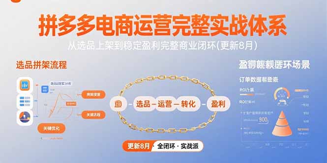 (15579期)拼多多电商运营完整实战体系,从选品上架到稳定盈利完整商业闭环(更新8月)-网赚副业网