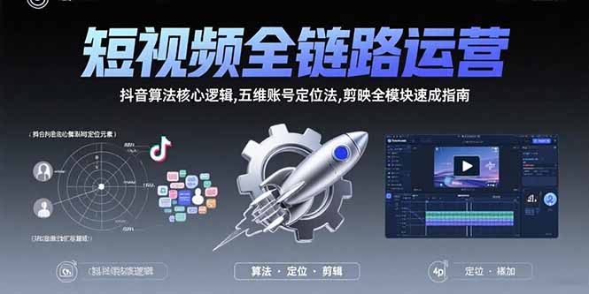 （15580期）短视频全链路运营：抖音算法核心逻辑,五维账号定位法,剪映全模块速成指南-网赚副业网